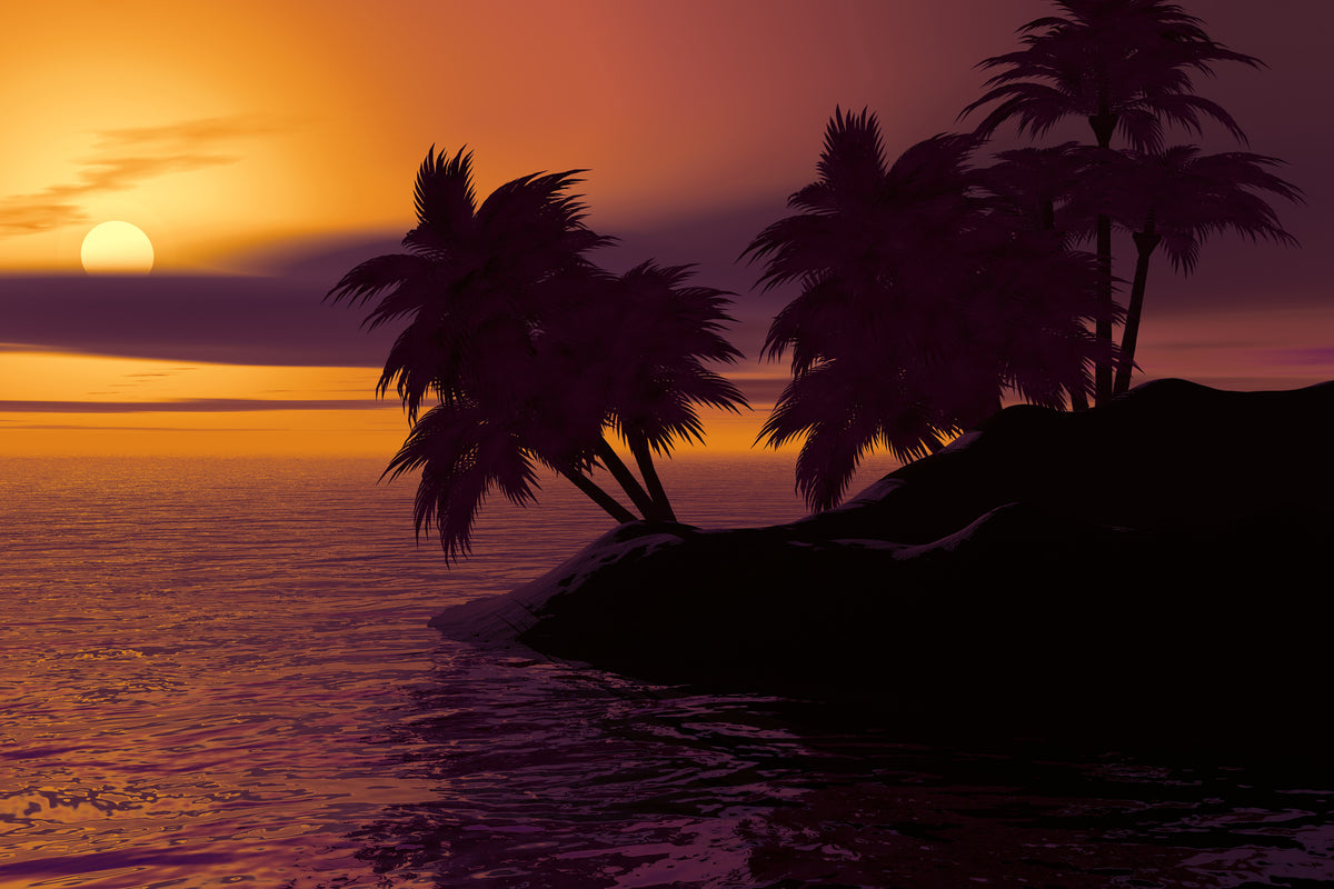 acrylic-print-the-lonely-island-in-the-sunset