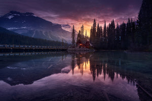 modern-3-piece-aluminium-print-lake-house-sunrise