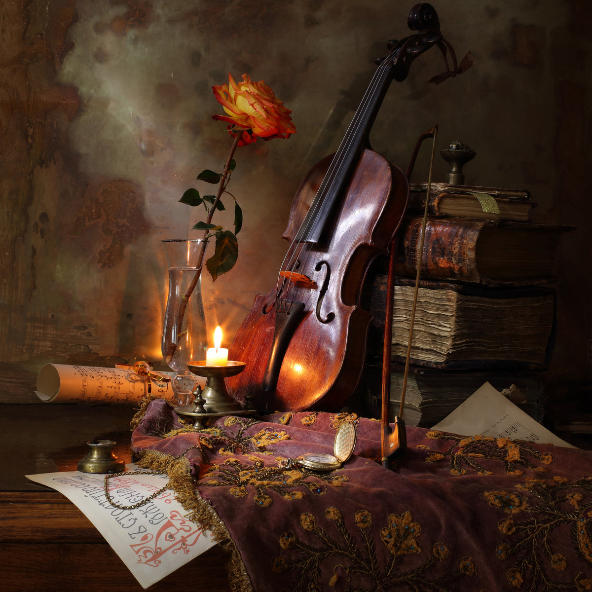 9-piece-canvas-print-still-life-with-violin-and-rose
