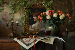 modern-3-piece-aluminium-print-still-life-with-flowers-and-picture