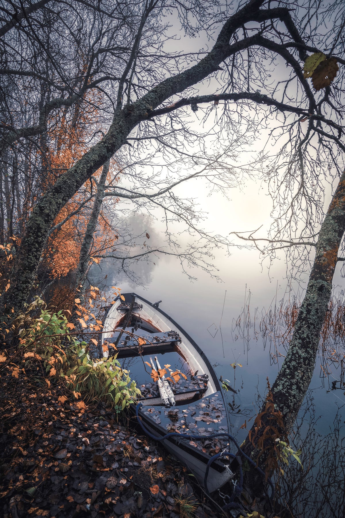 framedposter-print-abandoned-boat-on-the-lake
