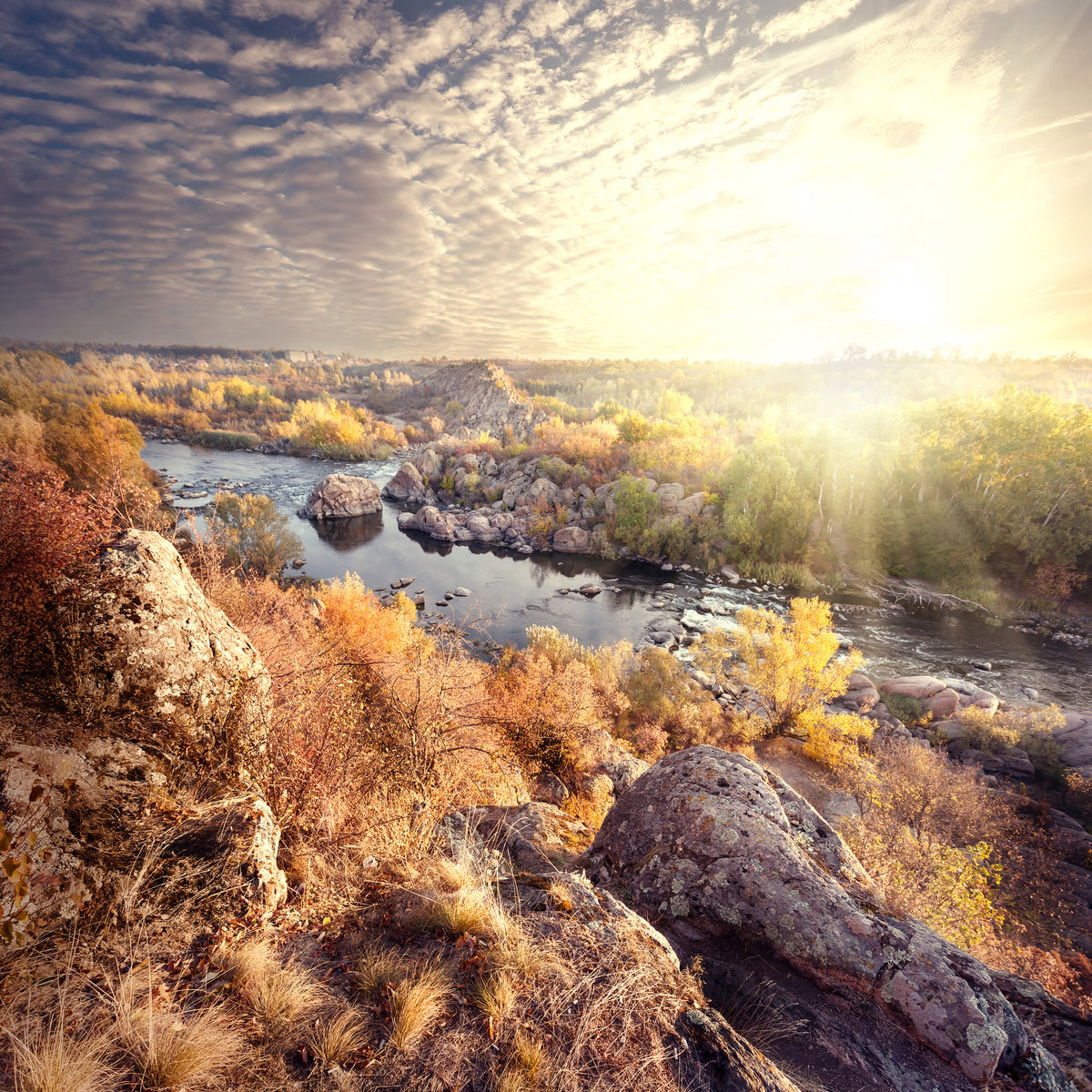 4-piece-aluminium-print-sunrise-on-the-river