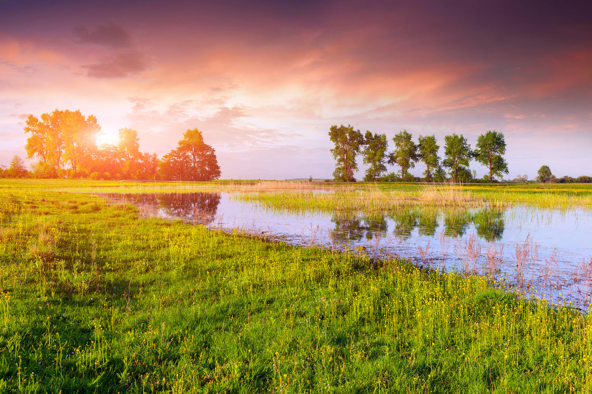 modern-3-piece-aluminium-print-sunset-on-lake