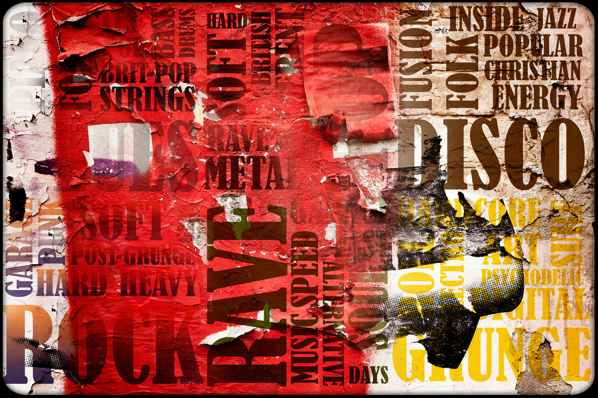 canvas-print-music-text-in-grunge-style