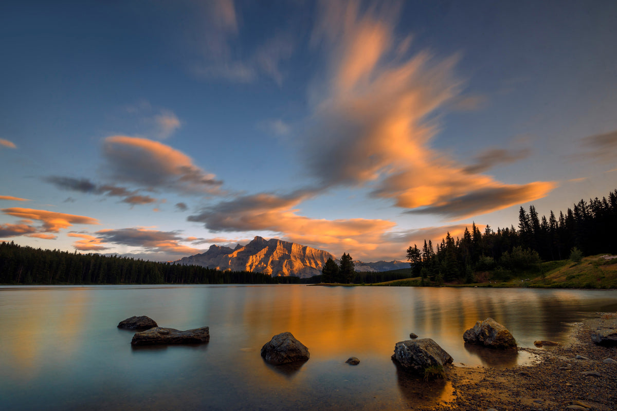 aluminium-print-two-jack-lake-sunset