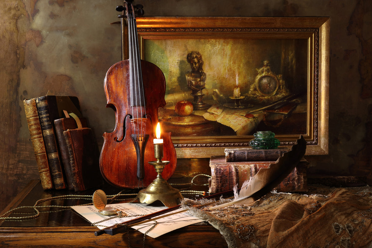 framedposter-print-still-life-with-violin-and-painting-ii